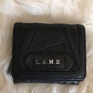 NWOT L.A.M.B. Black leather trifold wallet